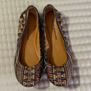 Lucky Brand Patterned Women's Flats - Red, Blue, Gold size 8